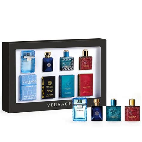 versace 4 piece mini gift set for men|miniature men's aftershave sets.